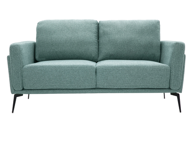 Design-Sofa im grüngrauem Samtdesign mit schwarzem Metallfuß 2-Sitzer MOSCO