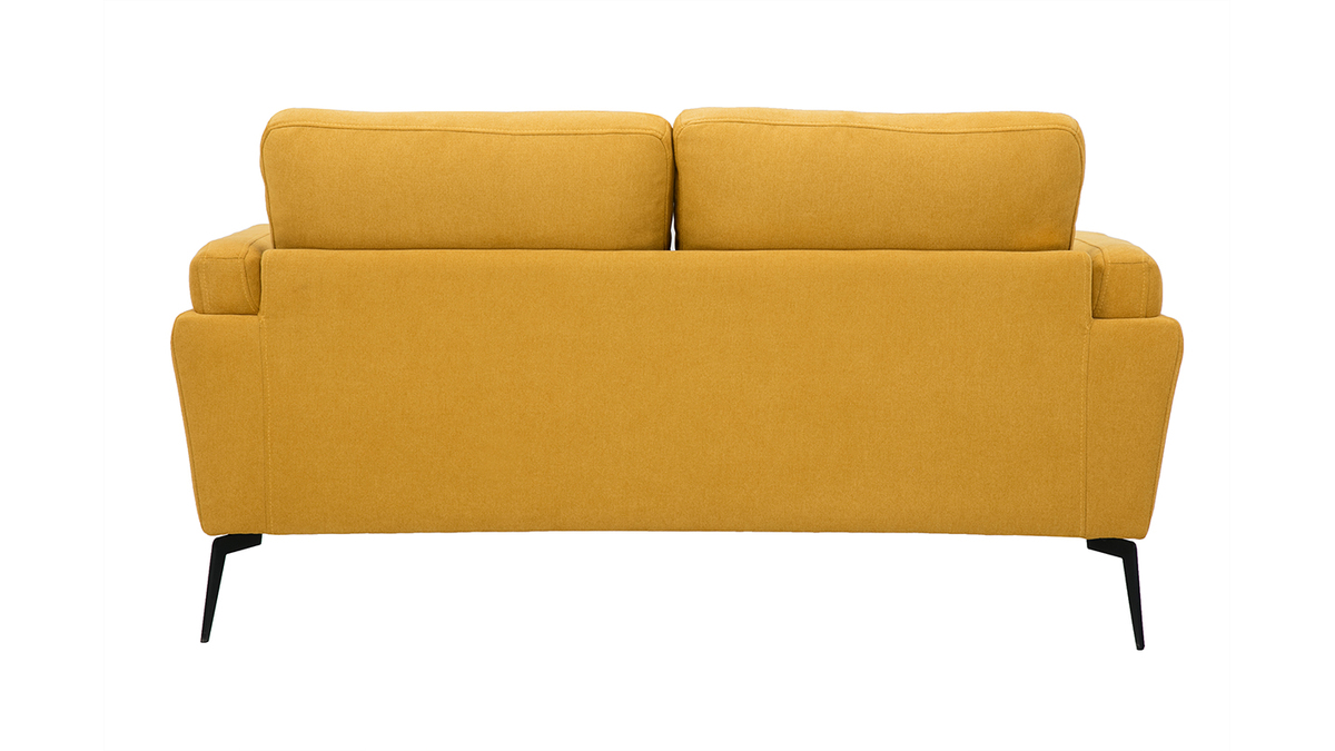 Design-Sofa im senfgelbem Samtdesign mit schwarzem Metallfuß 2-Sitzer MOSCO