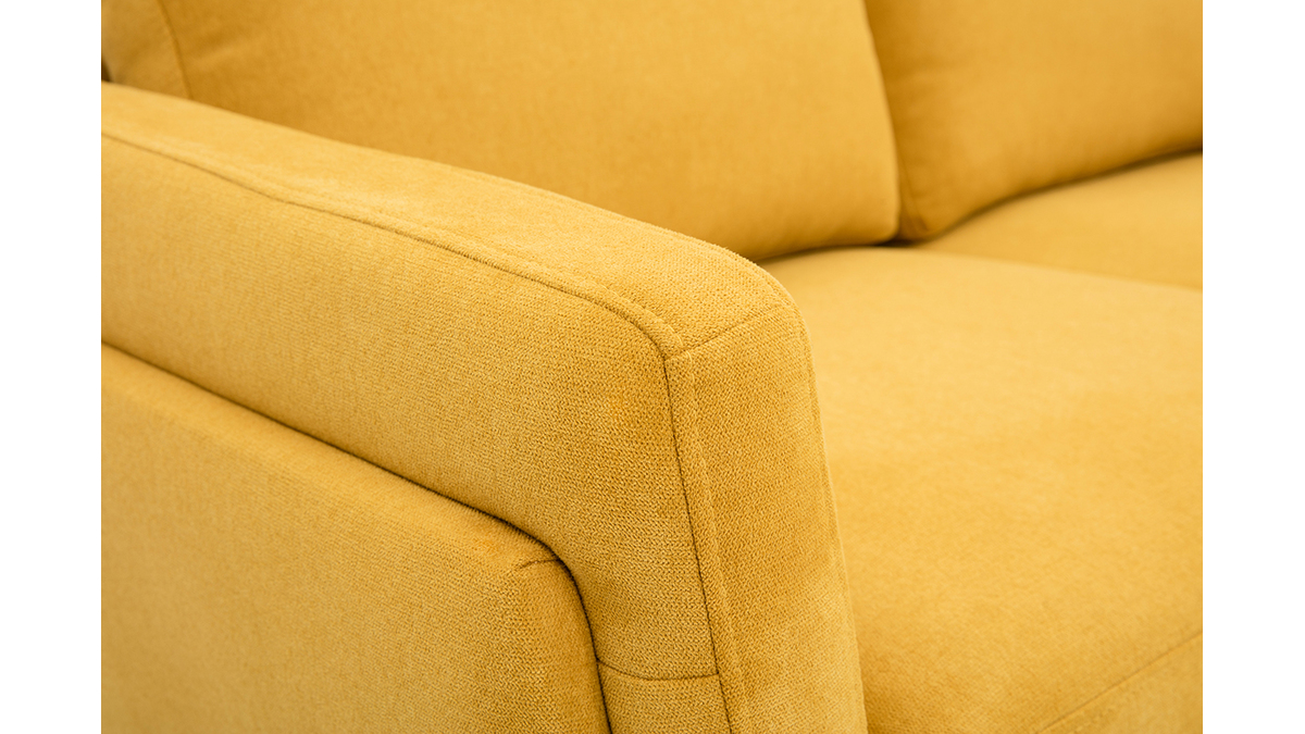 Design-Sofa im senfgelbem Samtdesign mit schwarzem Metallfu 2-Sitzer MOSCO