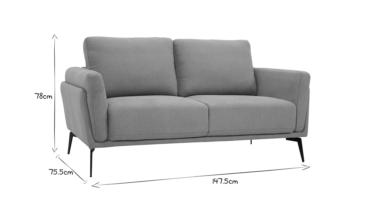 Design-Sofa im senfgelbem Samtdesign mit schwarzem Metallfu 2-Sitzer MOSCO