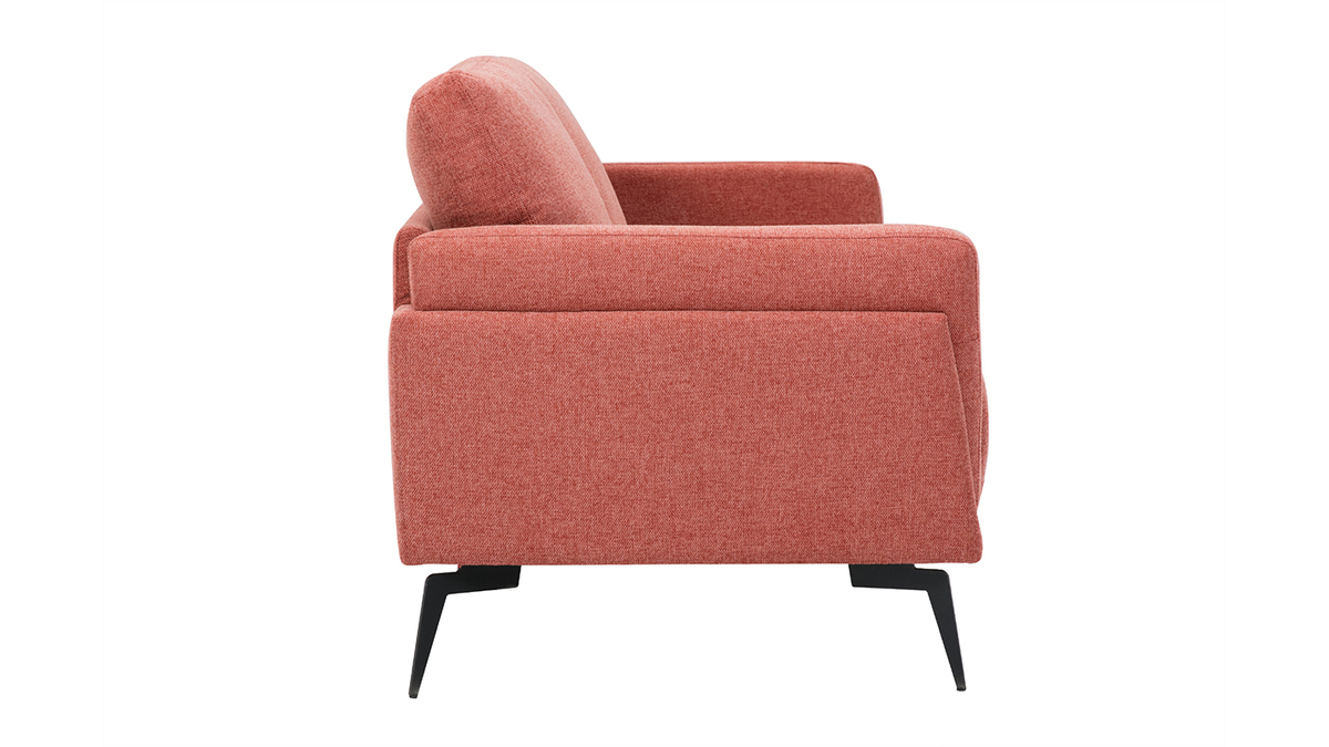 Design-Sofa im terracottafarbenem Samtdesign mit schwarzem Metallfuß 2-Sitzer MOSCO