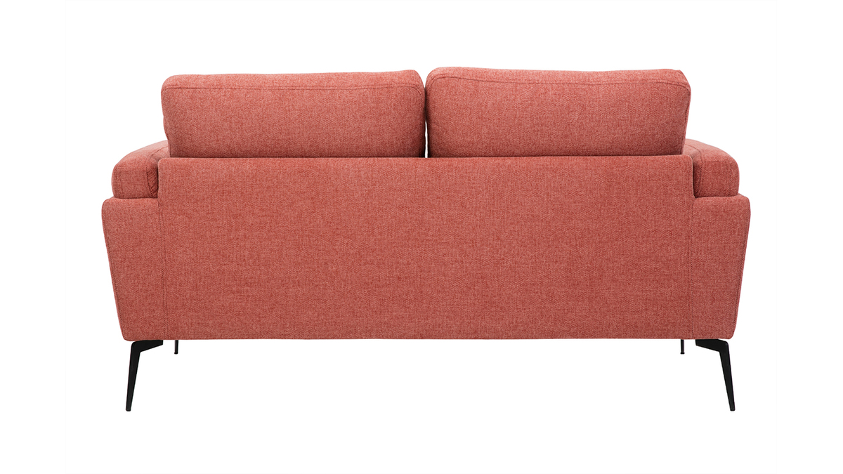 Design-Sofa im terracottafarbenem Samtdesign mit schwarzem Metallfu 2-Sitzer MOSCO