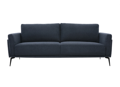 Design-Sofa mit 3 Plätzen aus dunkelblauem samtigem und strukturiertem Stoff und schwarzem Metall MOSCO
