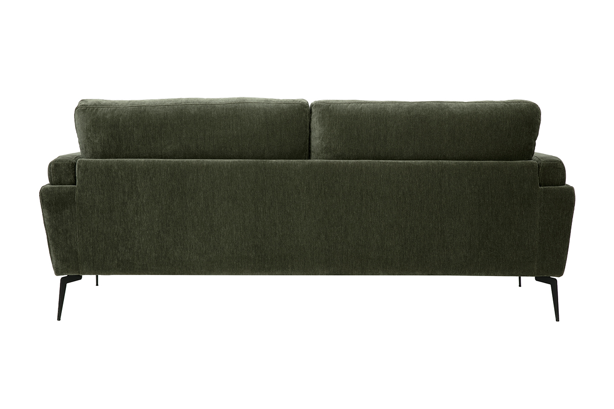 Design-Sofa mit 3 Pltzen aus khakifarbenem Samteffekt-Gewebe und schwarzem Metall MOSCO