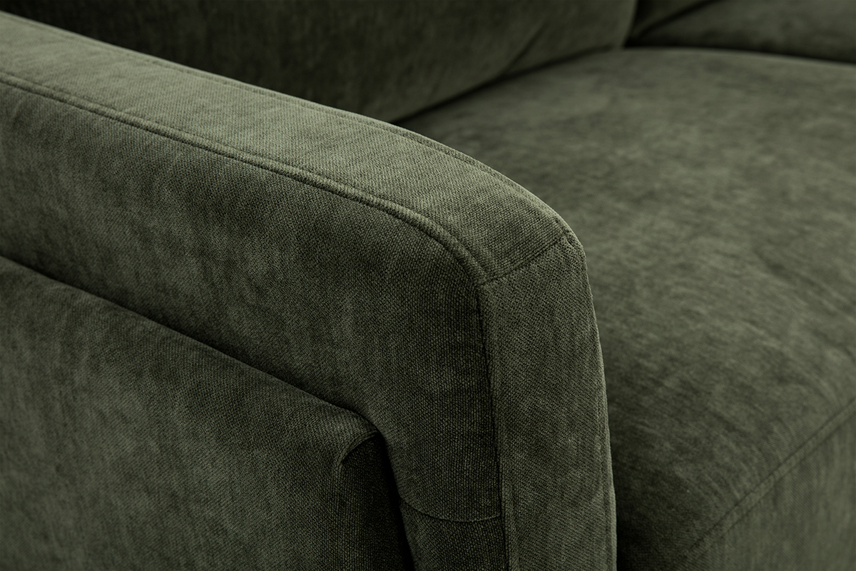 Design-Sofa mit 3 Pltzen aus khakifarbenem Samteffekt-Gewebe und schwarzem Metall MOSCO