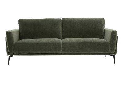 Design-Sofa mit 3 Plätzen aus khakifarbenem Samteffekt-Gewebe und schwarzem Metall MOSCO