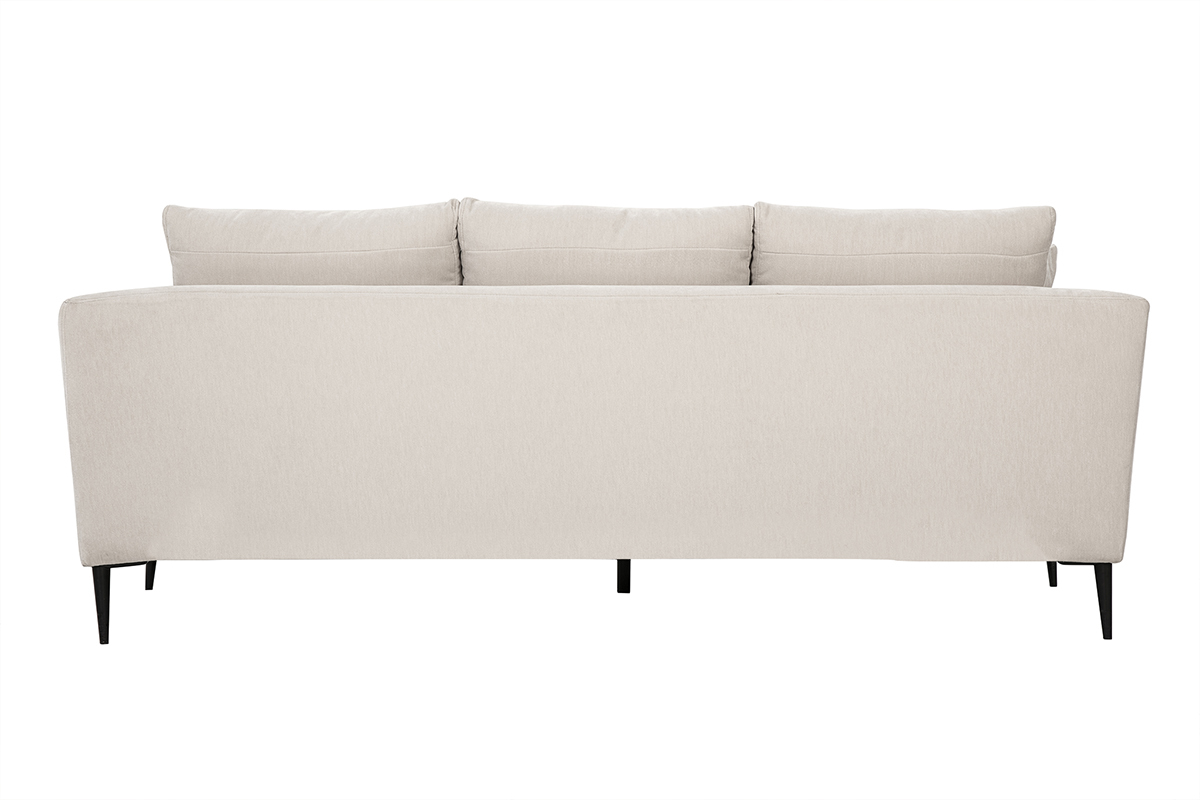 Design-Sofa mit 3 Pltzen in beige-velours-Effektgewebe und schwarzem Metall JERRY