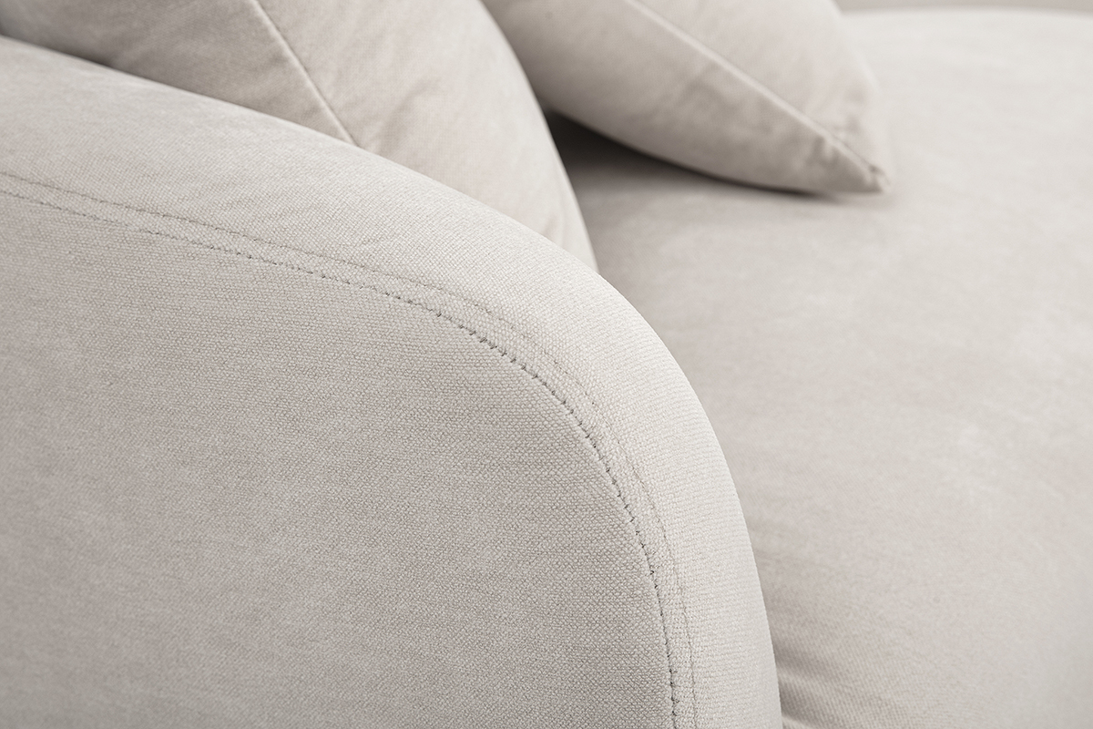 Design-Sofa mit 3 Pltzen in beige-velours-Effektgewebe und schwarzem Metall JERRY