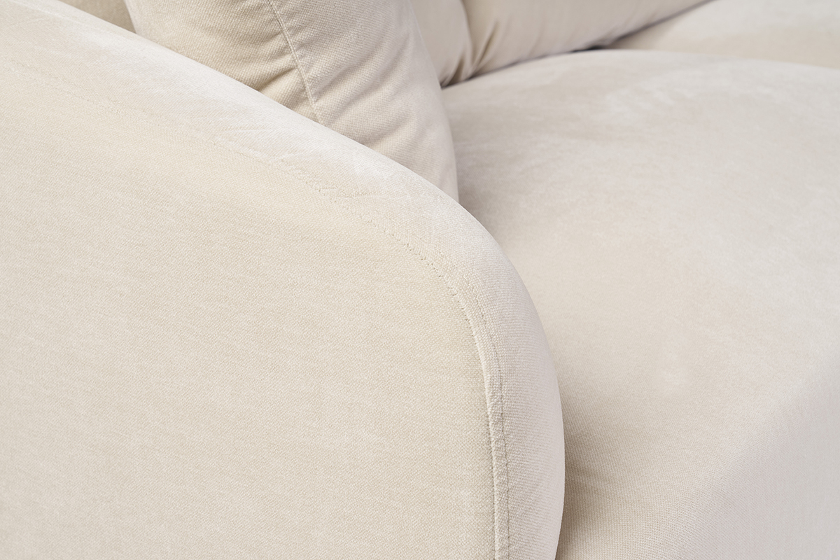 Design-Sofa mit 3 Pltzen in beige-velours-Effektgewebe und schwarzem Metall JERRY