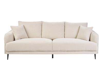Design-Sofa mit 3 Plätzen in beige-velours-Effektgewebe und schwarzem Metall JERRY
