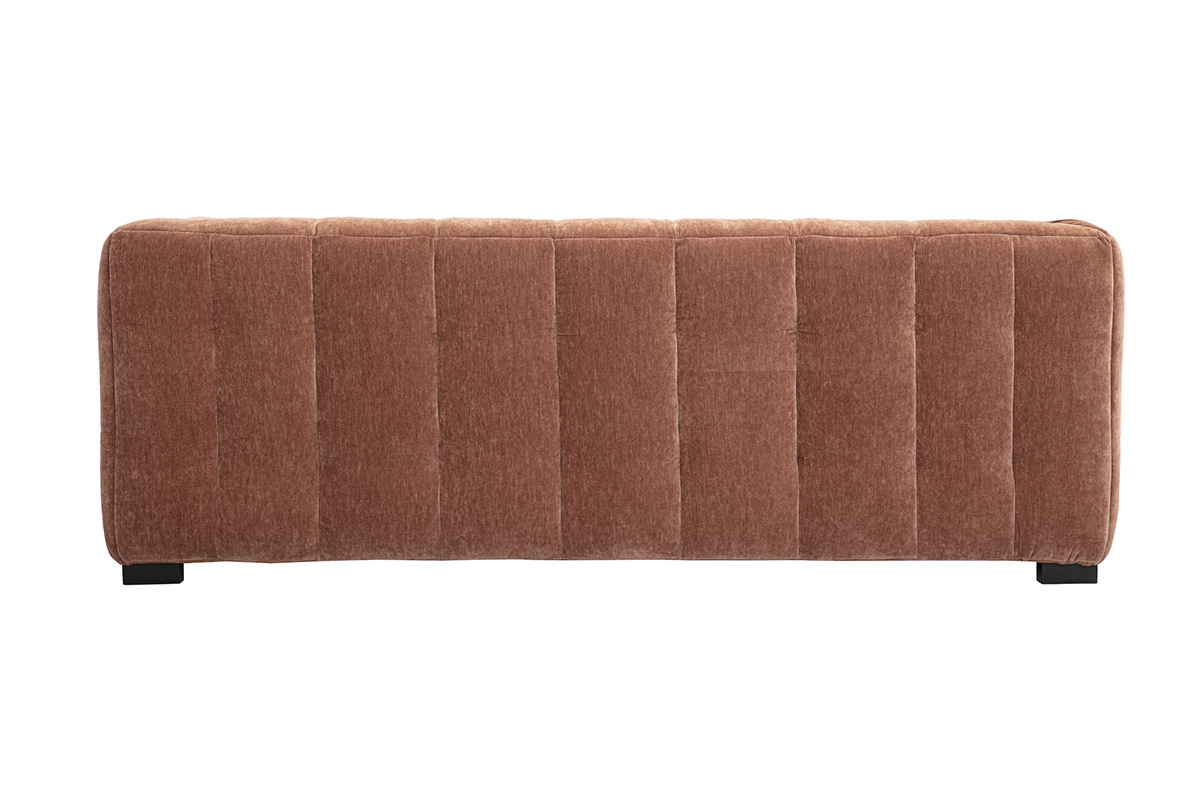 Design-Sofa mit 3 Pltzen und Hocker aus samtigem braunem Veloursstoff CORTO