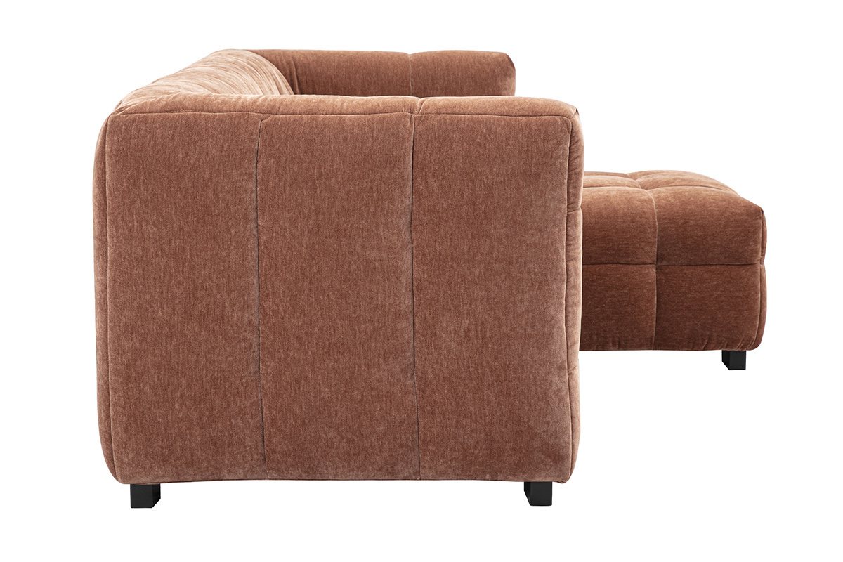 Design-Sofa mit 3 Pltzen und Hocker aus samtigem braunem Veloursstoff CORTO