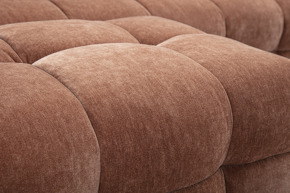 Design-Sofa mit 3 Pltzen und Hocker aus samtigem braunem Veloursstoff CORTO
