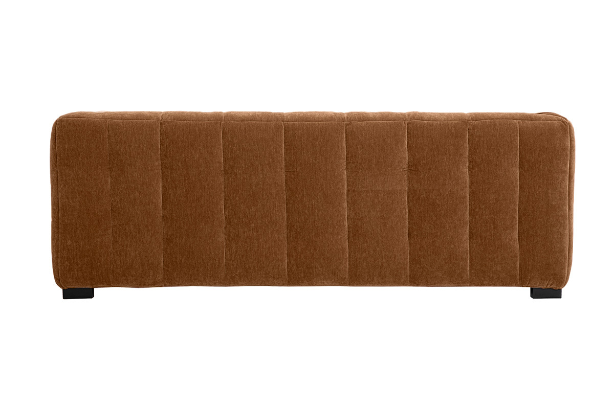 Design-Sofa mit 3 Pltzen und Hocker aus samtigem braunem Veloursstoff CORTO