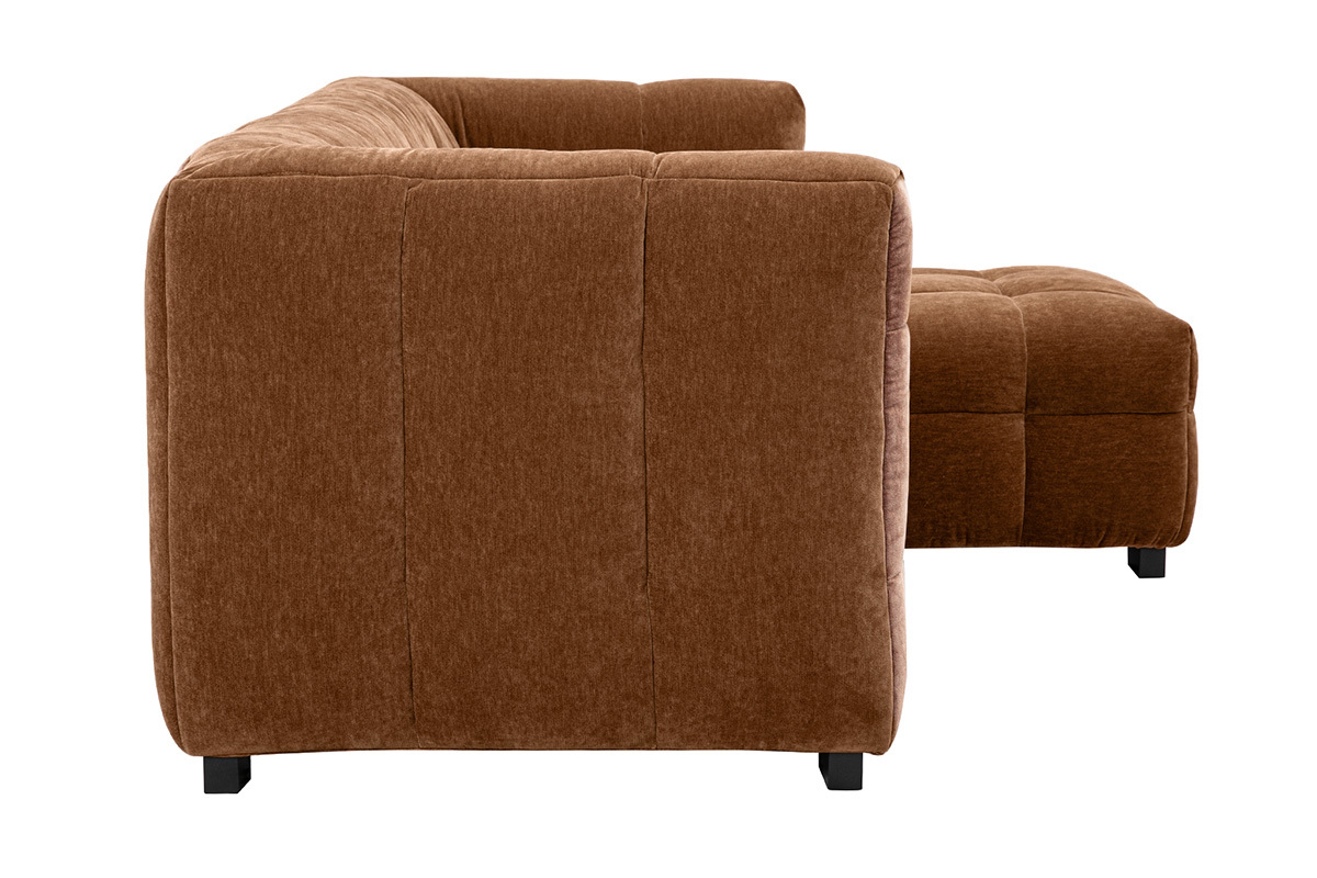 Design-Sofa mit 3 Pltzen und Hocker aus samtigem braunem Veloursstoff CORTO