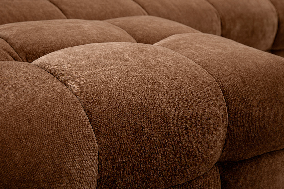 Design-Sofa mit 3 Pltzen und Hocker aus samtigem braunem Veloursstoff CORTO