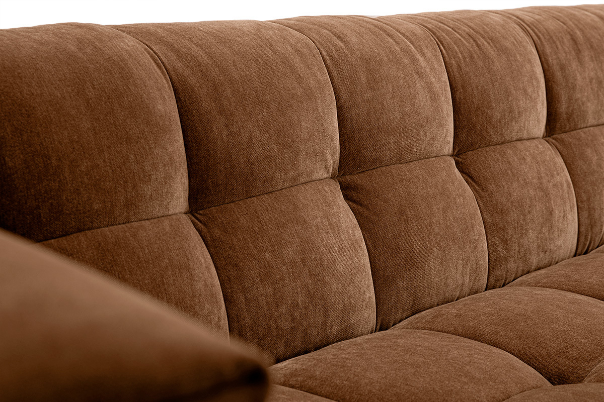 Design-Sofa mit 3 Pltzen und Hocker aus samtigem Rostbraun Veloursstoff CORTO