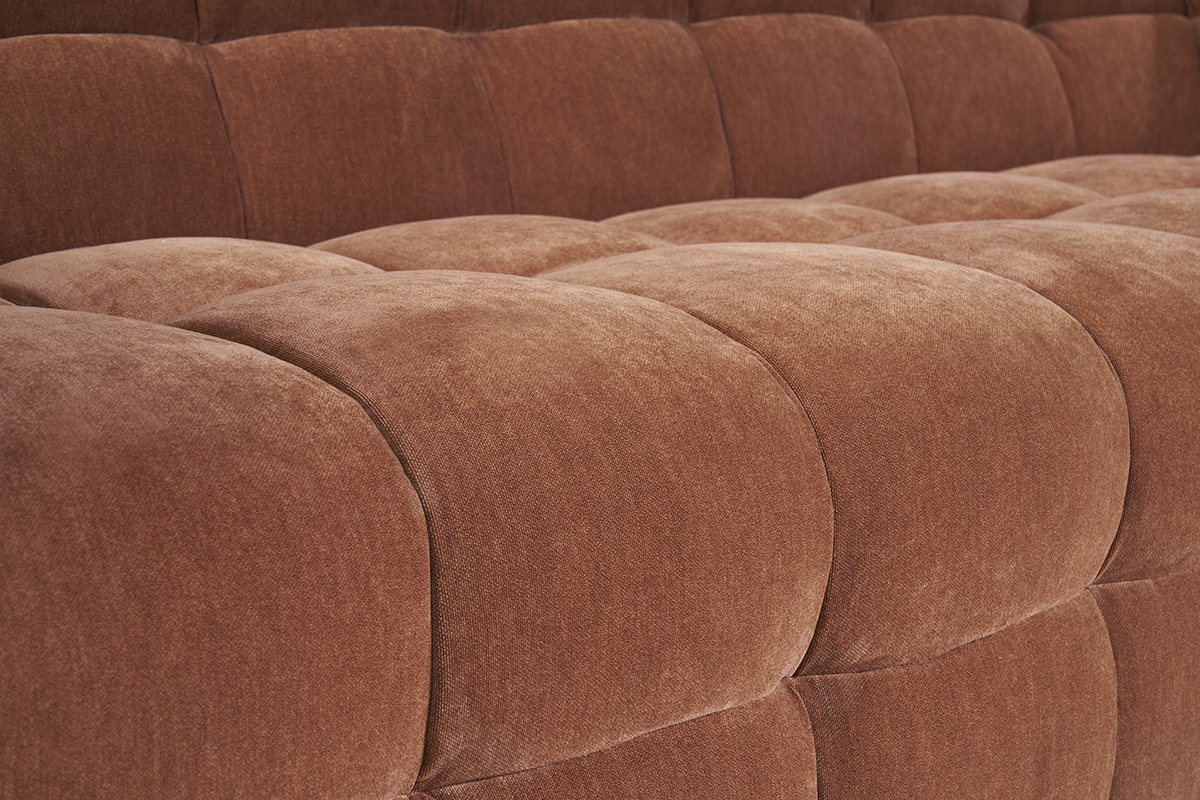Design-Sofa mit 3 Pltzen und Hocker aus samtigem Rostbraun Veloursstoff CORTO