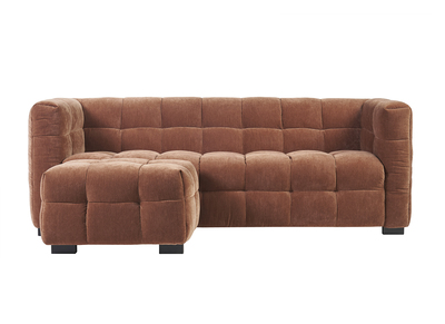 Design-Sofa mit 3 Plätzen und Hocker aus samtigem Rostbraun Veloursstoff CORTO