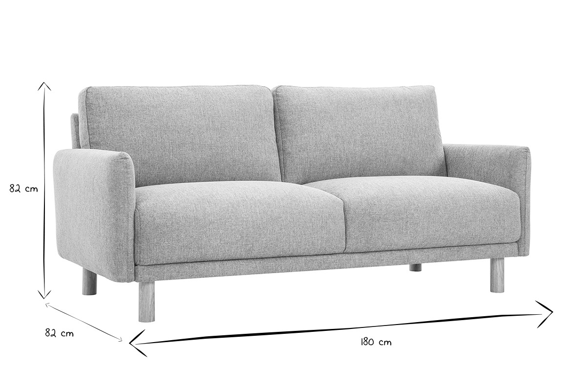 Abmessungen des 3-Sitzer-Sofas BONO in Schwarz und Wei�: 82 cm H�he, 82 cm Tiefe, 180 cm L�nge.