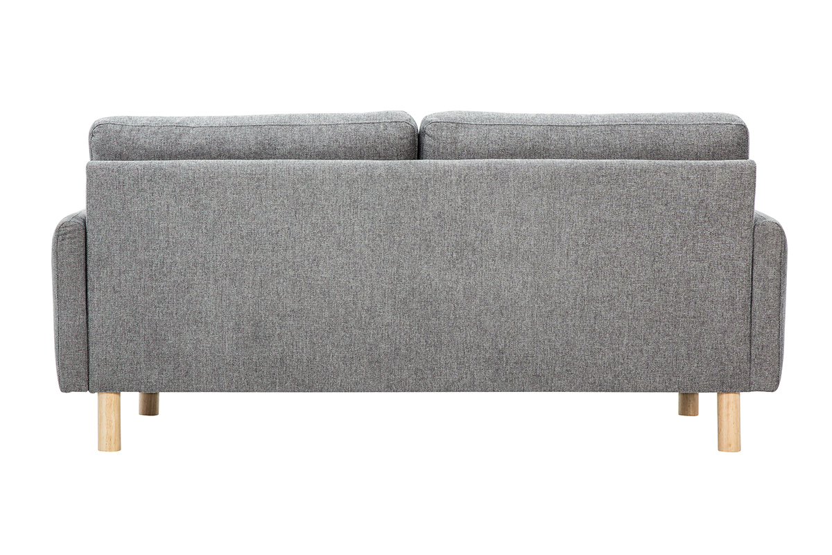 Dreisitzer-Sofa BONO in Grau, R�ckseite in strukturiertem Samtstoff, helle Holzbeine, R�ckansicht.