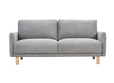 Design-Sofa mit 3 Sitzen aus texturiertem Samtstoff in Grau und hellem Holz BONO