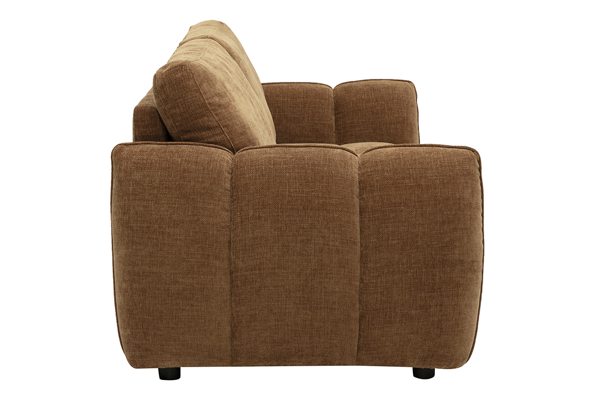 Designer-Dreisitzer-Sofa aus strukturiertem Samtstoff in gebrannter Erdt�nung, Seitenansicht
