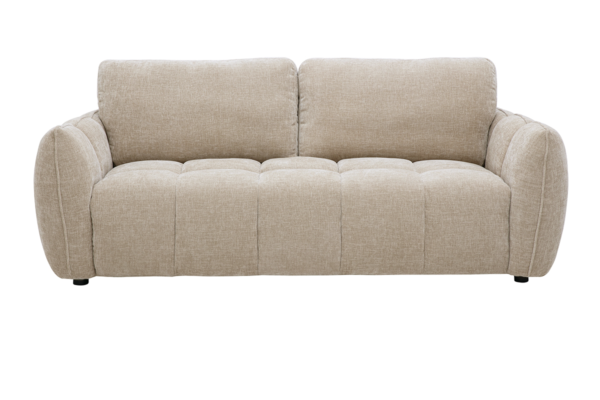 Design-Sofa f�r 3 Personen aus Stoff mit strukturierter Samtoptik in Taupe, Vorderansicht