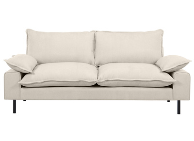 Design-Sofa mit beigem Stoff im Samtdesign und schwarzem Metall 3-Sitzer DORY