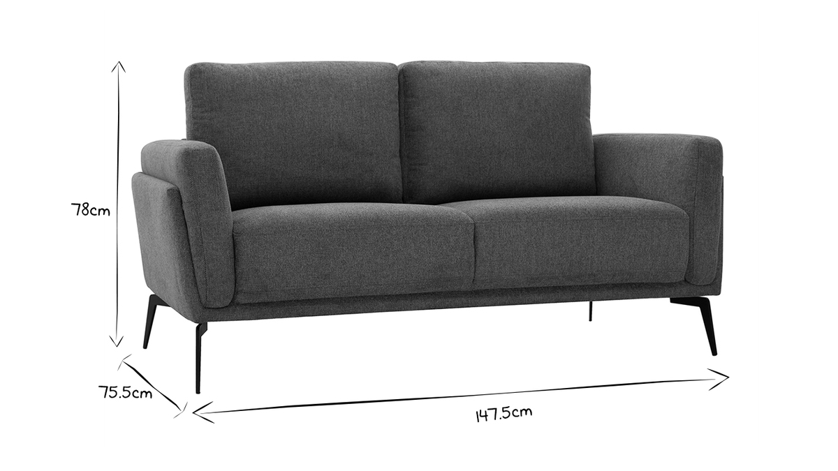 Design-Sofa mit grauem Stoff im Samtdesign 2-Sitzer MOSCO