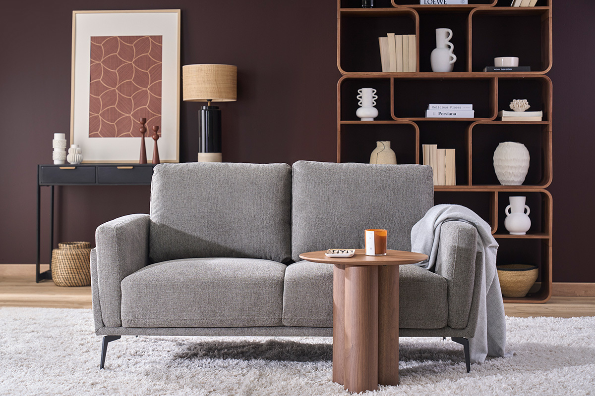 Design-Sofa mit grauem Stoff im Samtdesign 2-Sitzer MOSCO