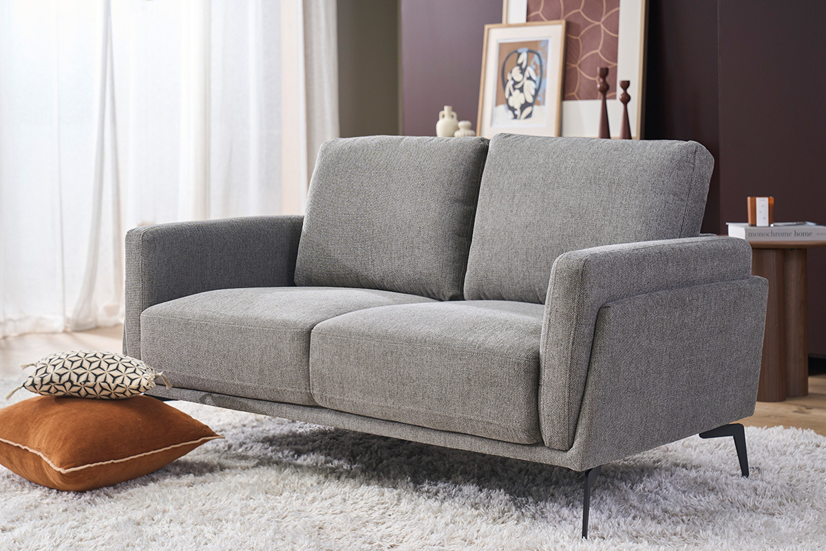 Design-Sofa mit grauem Stoff im Samtdesign 2-Sitzer MOSCO