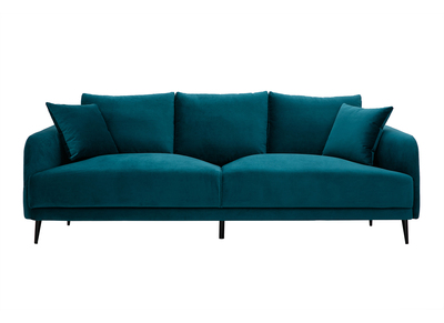Design-Sofa mit petrolblauem Stoff im Samtdesign und schwarzem Metall 3-Sitzer JERRY