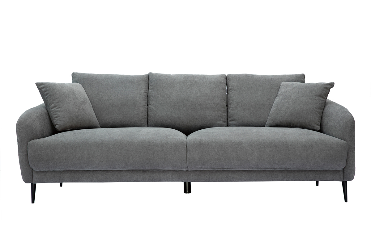 Design-Sofa mit Samteffekt grau 3-Sitzer JERRY