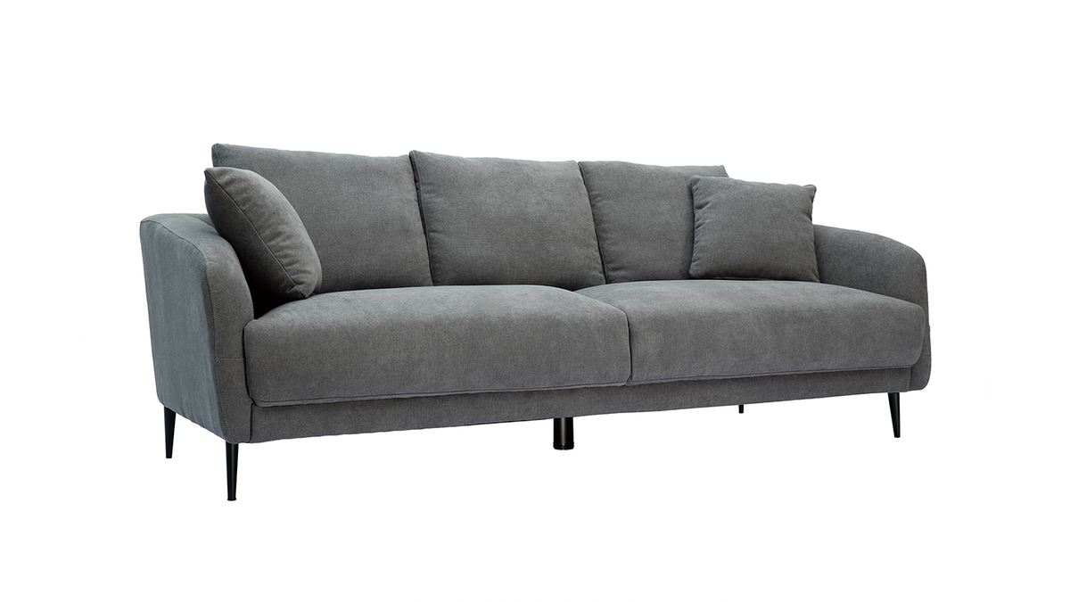 Design-Sofa mit Samteffekt grau 3-Sitzer JERRY