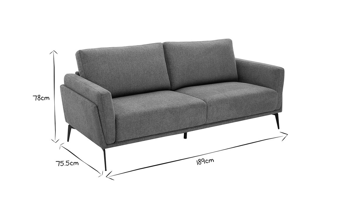 Design-Sofa mit Stoff im Samtdesign Grau 3-Sitzer MOSCO