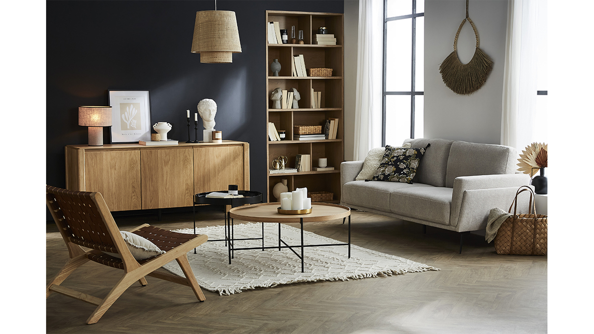 Design-Sofa mit Stoff im Samtdesign Grau 3-Sitzer MOSCO