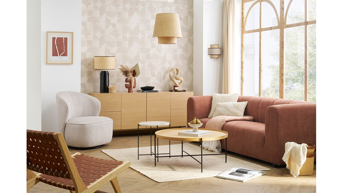 Design-Sofa mit Stoff im Samtdesign Terracotta 3-4-Sitzer OLIVEIRO