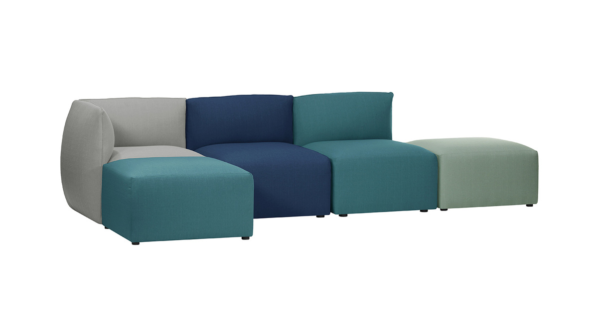 Design-Sofa Modular Stoff Blaugrn 2-Sitzer MODULO