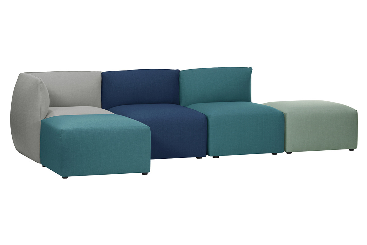 Design-Sofa Modular Stoff Blaugr�n 2-Sitzer MODULO