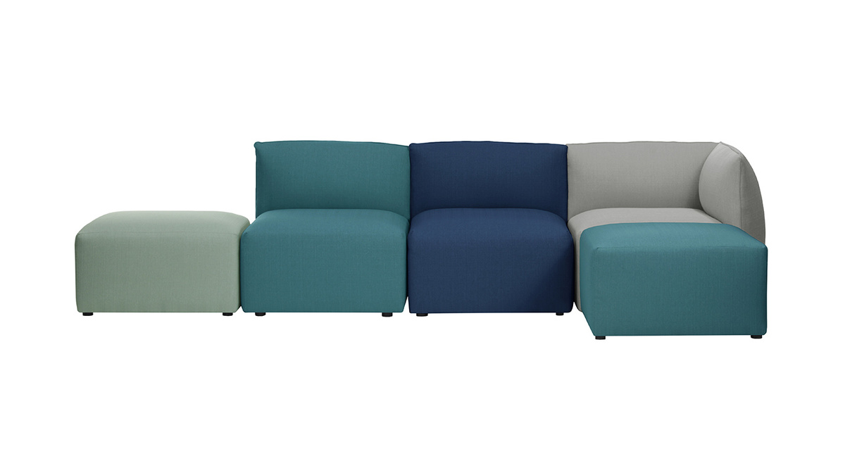 Design-Sofa Modular Stoff Blaugrn 3-Sitzer MODULO