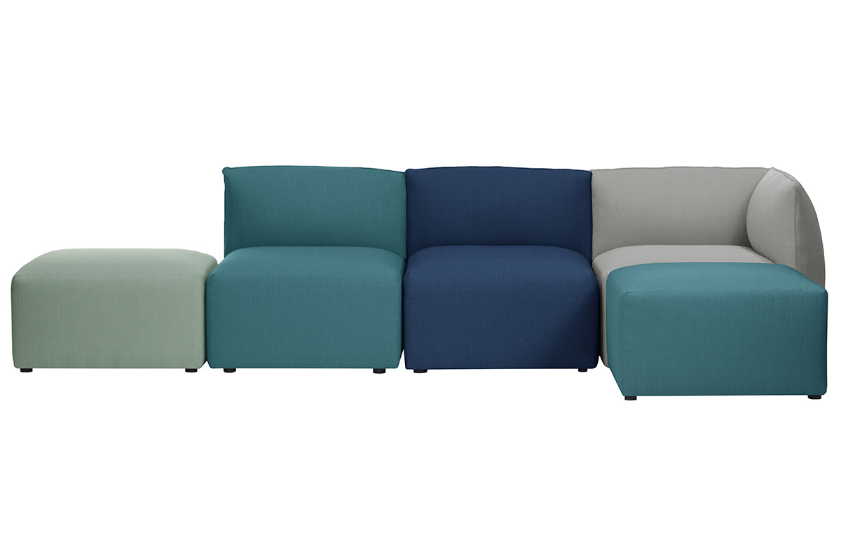 Design-Sofa Modular Stoff Blaugr�n 3-Sitzer MODULO