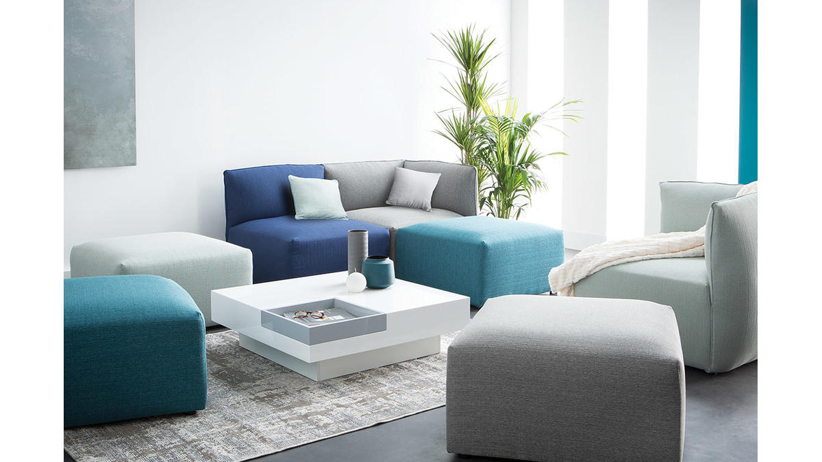 Design-Sofa Modular Stoff Dunkelblau 2-Sitzer MODULO