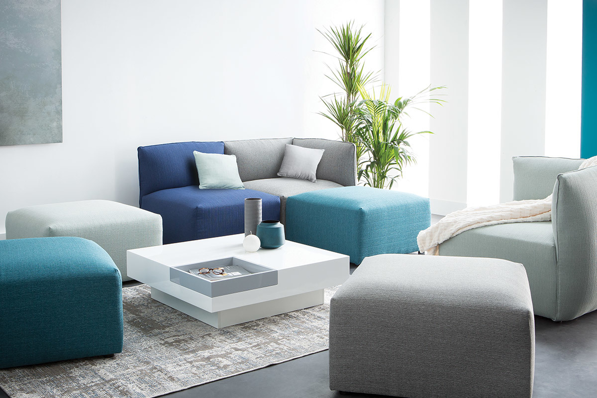 Design-Sofa Modular Stoff Dunkelblau 3-Sitzer MODULO