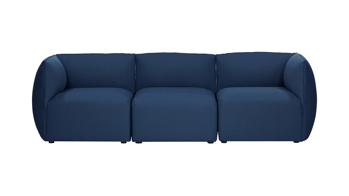 Design-Sofa Modular Stoff Dunkelblau 3-Sitzer MODULO