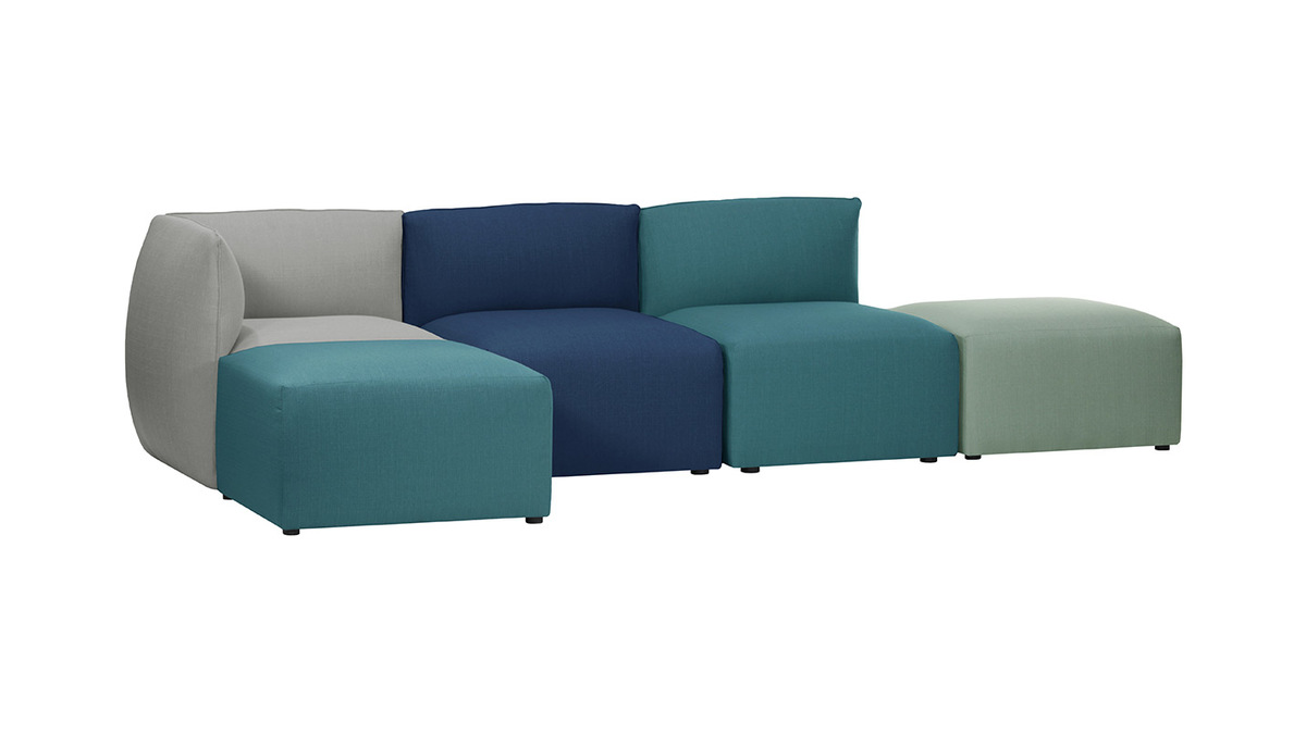 Design-Sofa Modular Stoff Dunkelblau 3-Sitzer MODULO
