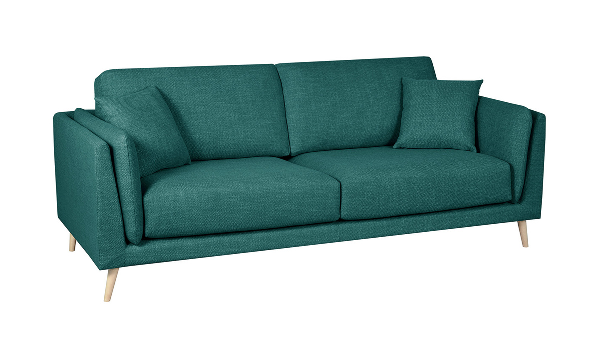 Design-Sofa pfauenblauem Stoff 3-Sitzer VOGUE