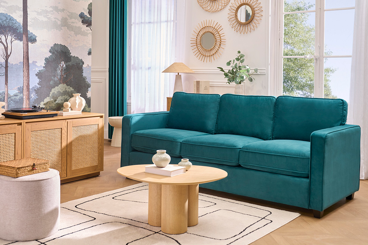 Design-Sofa Samt Smaragdgr�n 3-Sitzer BROOKLYN