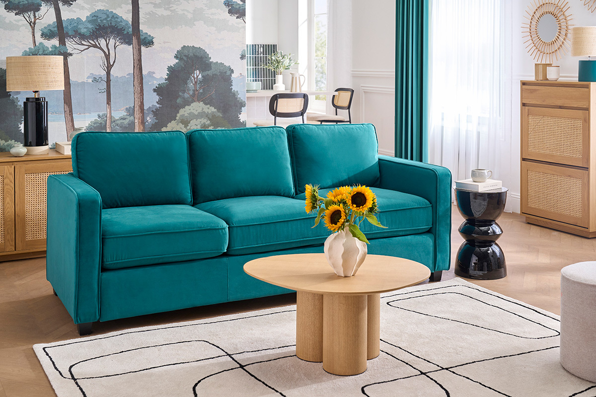 Design-Sofa Samt Smaragdgr�n 3-Sitzer BROOKLYN