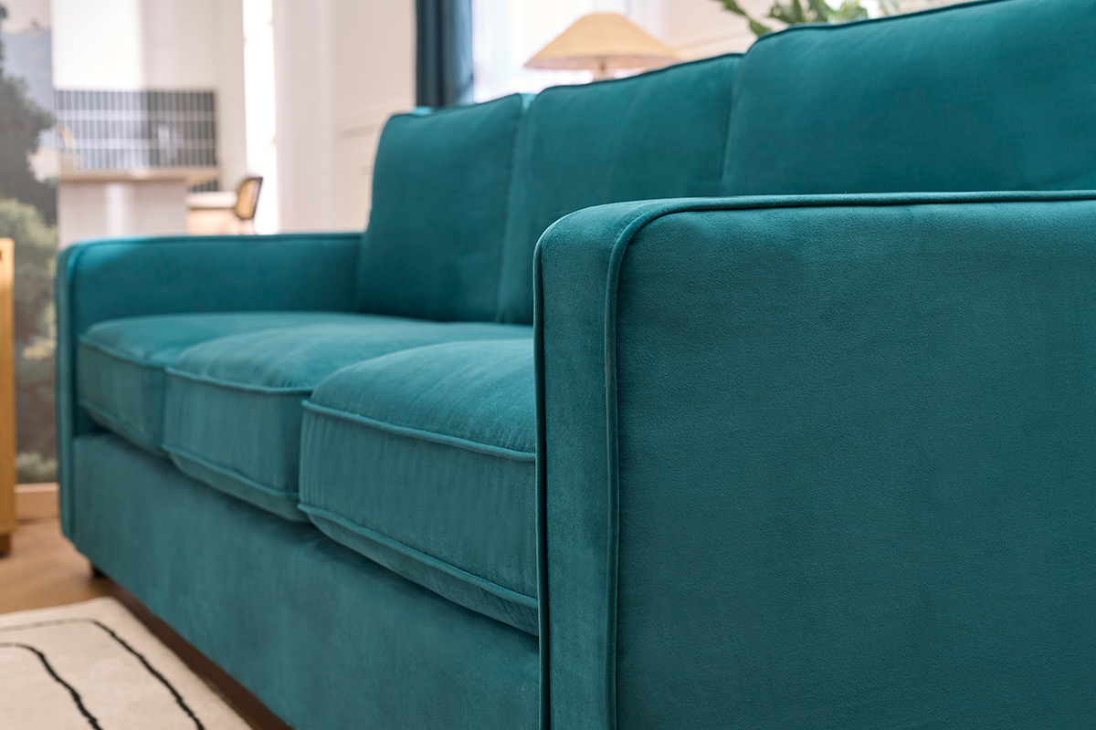 Design-Sofa Samt Smaragdgr�n 3-Sitzer BROOKLYN